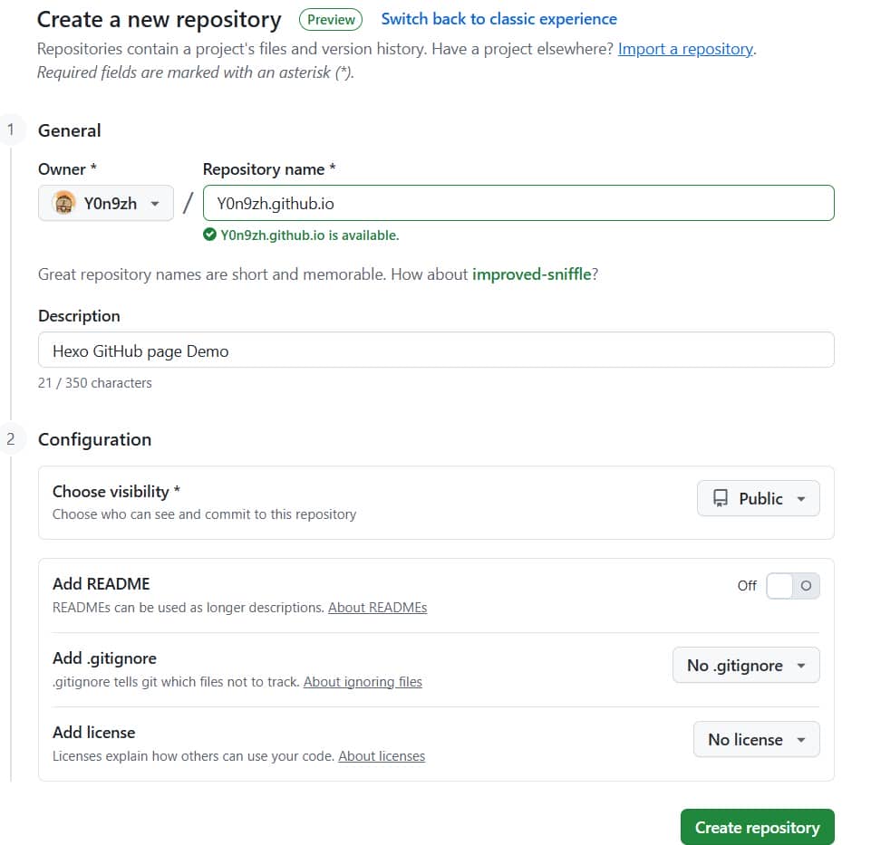 GitHub 选择用于展示的分支