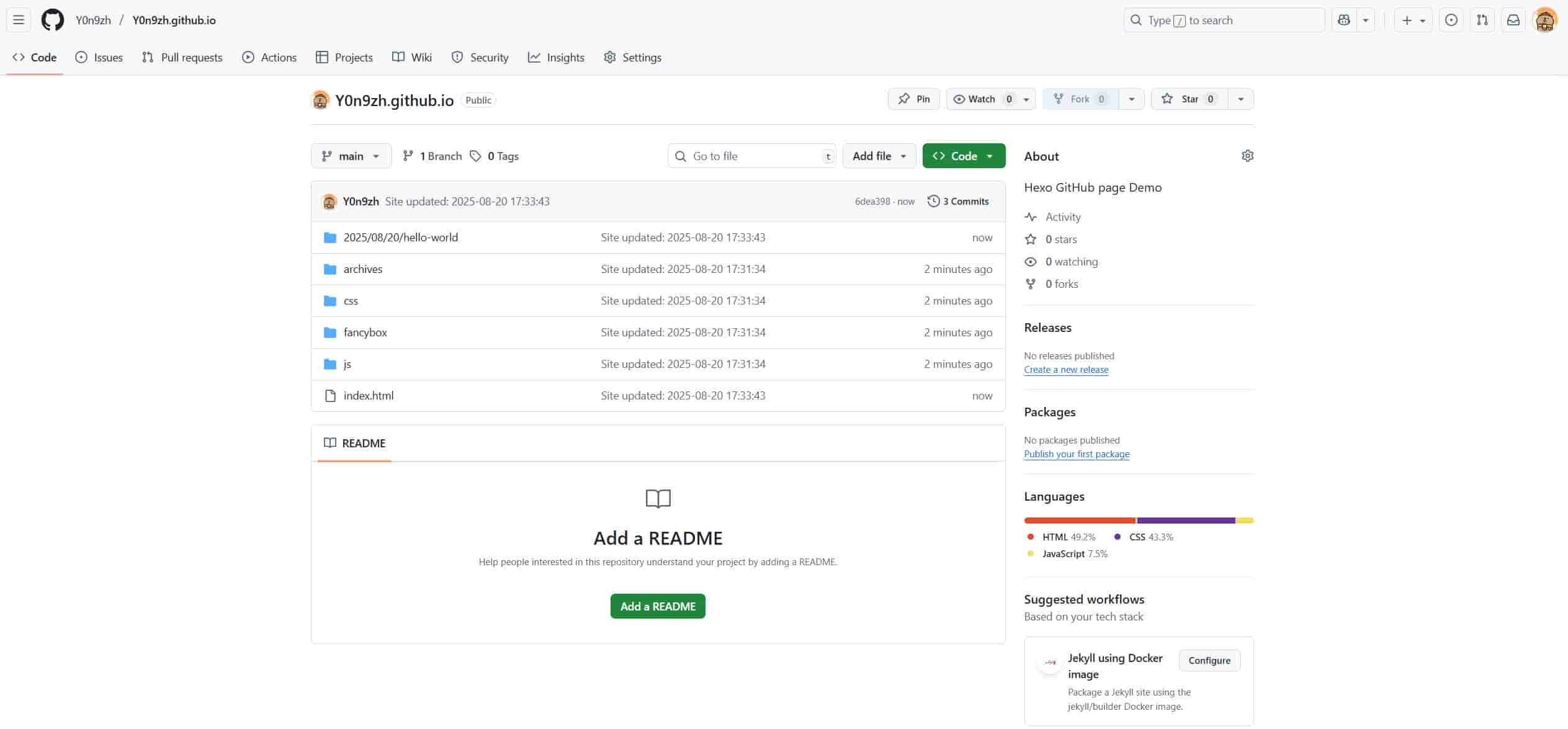 Hexo GitHub 部署仓库示例
